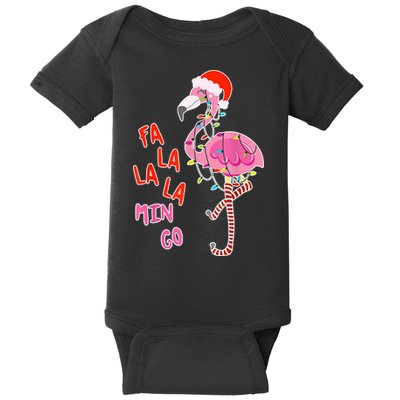 Fa La La La Min Go Flamingo Christmas Baby Bodysuit