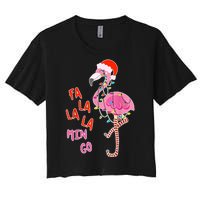 Fa La La La Min Go Flamingo Christmas Women's Crop Top Tee