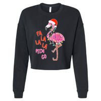 Fa La La La Min Go Flamingo Christmas Cropped Pullover Crew