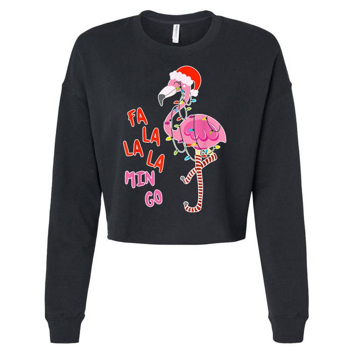 Fa La La La Min Go Flamingo Christmas Cropped Pullover Crew