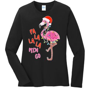 Fa La La La Min Go Flamingo Christmas Ladies Long Sleeve Shirt