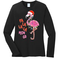 Fa La La La Min Go Flamingo Christmas Ladies Long Sleeve Shirt