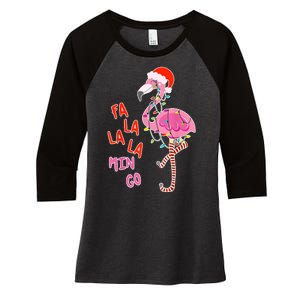 Fa La La La Min Go Flamingo Christmas Women's Tri-Blend 3/4-Sleeve Raglan Shirt