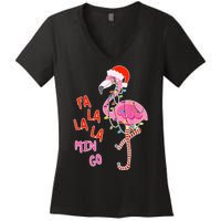 Fa La La La Min Go Flamingo Christmas Women's V-Neck T-Shirt