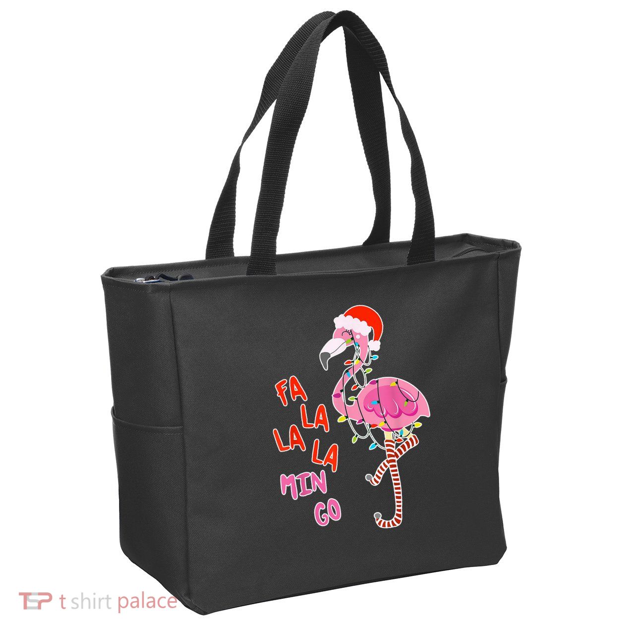 Fa La La La Min Go Flamingo Christmas Zip Tote Bag