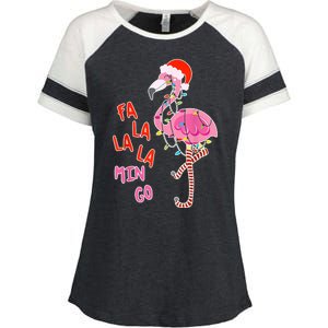 Fa La La La Min Go Flamingo Christmas Enza Ladies Jersey Colorblock Tee