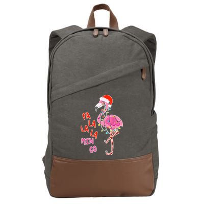 Fa La La La Min Go Flamingo Christmas Cotton Canvas Backpack