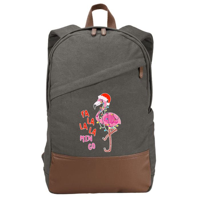 Fa La La La Min Go Flamingo Christmas Cotton Canvas Backpack