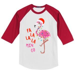 Fa La La La Min Go Flamingo Christmas Kids Colorblock Raglan Jersey