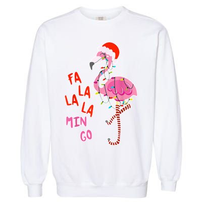 Fa La La La Min Go Flamingo Christmas Garment-Dyed Sweatshirt