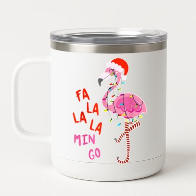 Fa La La La Min Go Flamingo Christmas 12 oz Stainless Steel Tumbler Cup