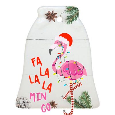 Fa La La La Min Go Flamingo Christmas Ceramic Bell Ornament