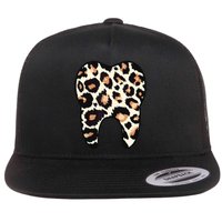 Funny Leopard Leo Dental Hygienist Teeth Assistant Dentistry Flat Bill Trucker Hat