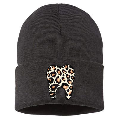 Funny Leopard Leo Dental Hygienist Teeth Assistant Dentistry Sustainable Knit Beanie