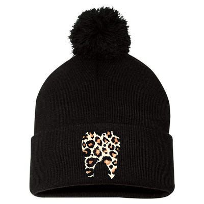 Funny Leopard Leo Dental Hygienist Teeth Assistant Dentistry Pom Pom 12in Knit Beanie