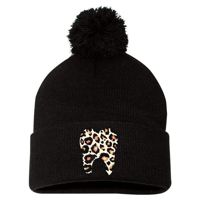 Funny Leopard Leo Dental Hygienist Teeth Assistant Dentistry Pom Pom 12in Knit Beanie