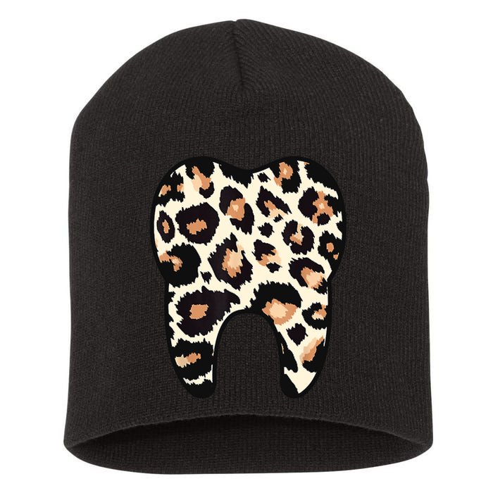 Funny Leopard Leo Dental Hygienist Teeth Assistant Dentistry Short Acrylic Beanie