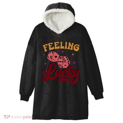 Feeling Lucky Love Dice ValentineS Day Hooded Wearable Blanket