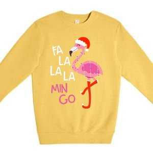 Fa La La La Mingo Flamingo Santa Pink Funny Christmas Cute Gift Premium Crewneck Sweatshirt