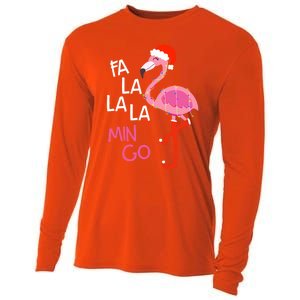 Fa La La La Mingo Flamingo Santa Pink Funny Christmas Cute Gift Cooling Performance Long Sleeve Crew