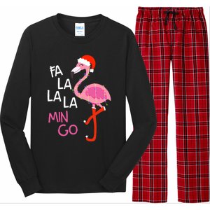 Fa La La La Mingo Flamingo Santa Pink Funny Christmas Cute Gift Long Sleeve Pajama Set