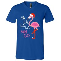 Fa La La La Mingo Flamingo Santa Pink Funny Christmas Cute Gift V-Neck T-Shirt