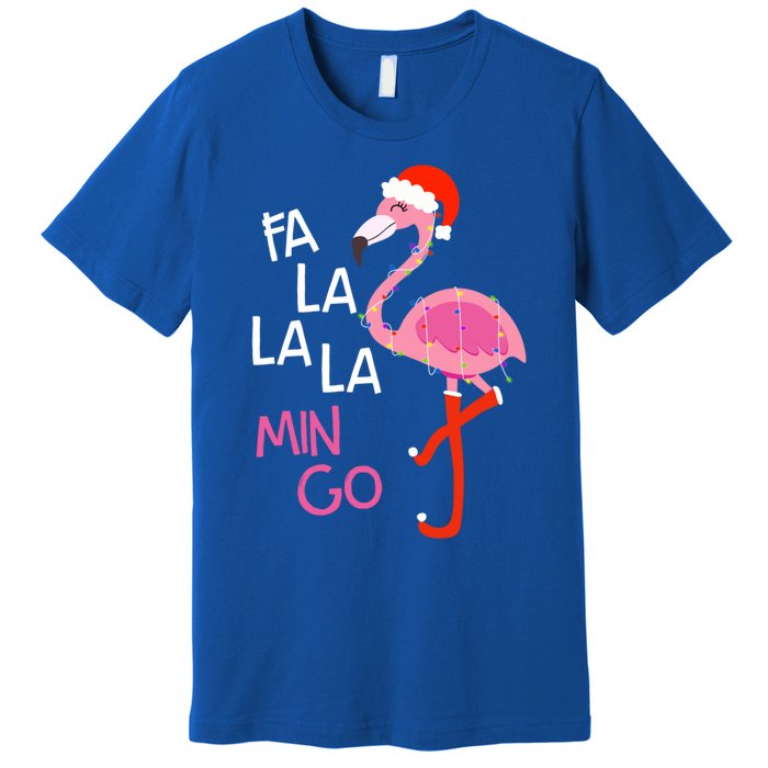 Fa La La La Mingo Flamingo Santa Pink Funny Christmas Cute Gift Premium T-Shirt