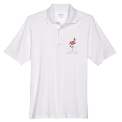 Fa La La Mingo Flamingo Christmas Tree Lights Tropical Xmas  Men's Origin Performance Piqué Polo