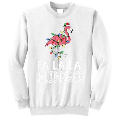 Fa La La Mingo Flamingo Christmas Tree Lights Tropical Xmas  Sweatshirt