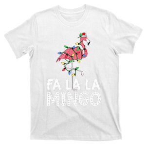 Fa La La Mingo Flamingo Christmas Tree Lights Tropical Xmas  T-Shirt