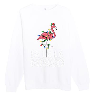 Fa La La Mingo Flamingo Christmas Tree Lights Tropical Xmas  Premium Crewneck Sweatshirt