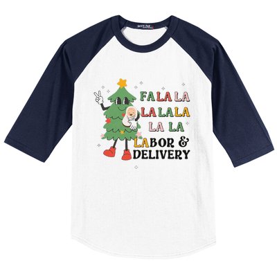 Fa La La La Labor And Delivery Nurse Funny Christmas Holiday Baseball Sleeve Shirt