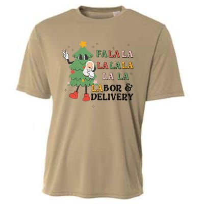 Fa La La La Labor And Delivery Nurse Funny Christmas Holiday Cooling Performance Crew T-Shirt