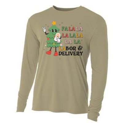 Fa La La La Labor And Delivery Nurse Funny Christmas Holiday Cooling Performance Long Sleeve Crew