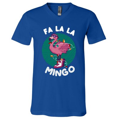 Fa La La Mingo Flamingo Chistmas Season Gift V-Neck T-Shirt