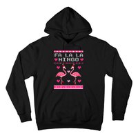 Fa la la Mingo Cute Pink Flamingo Santa Hat Merry Christmas Hoodie