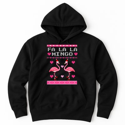 Fa la la Mingo Cute Pink Flamingo Santa Hat Merry Christmas Hoodie