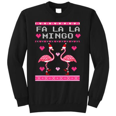 Fa la la Mingo Cute Pink Flamingo Santa Hat Merry Christmas Sweatshirt