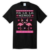 Fa la la Mingo Cute Pink Flamingo Santa Hat Merry Christmas Tall T-Shirt