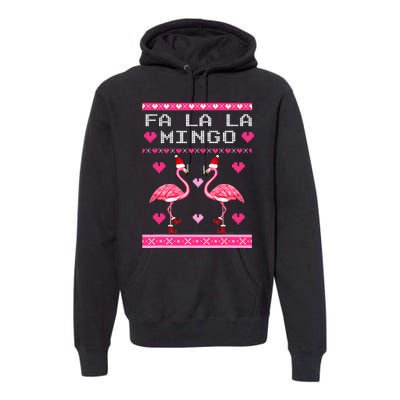 Fa la la Mingo Cute Pink Flamingo Santa Hat Merry Christmas Premium Hoodie