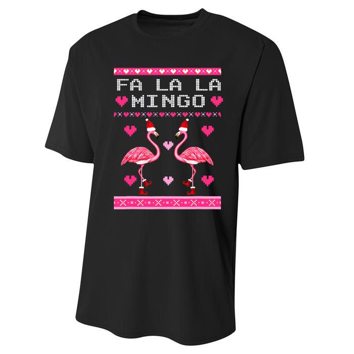 Fa la la Mingo Cute Pink Flamingo Santa Hat Merry Christmas Performance Sprint T-Shirt