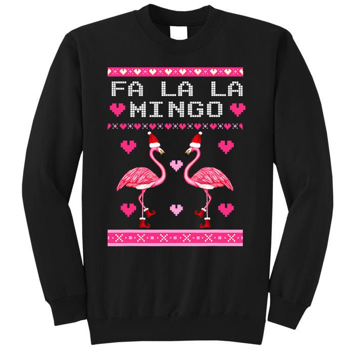 Fa la la Mingo Cute Pink Flamingo Santa Hat Merry Christmas Tall Sweatshirt