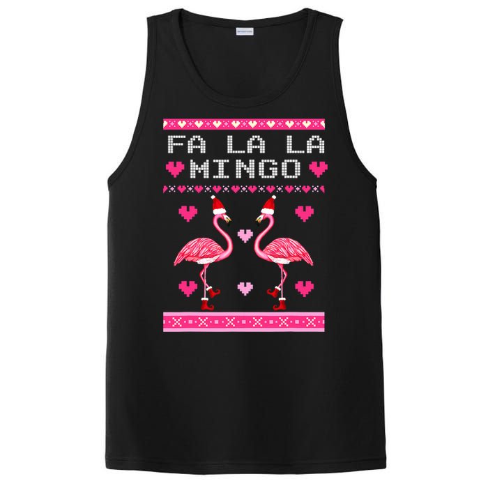 Fa la la Mingo Cute Pink Flamingo Santa Hat Merry Christmas PosiCharge Competitor Tank