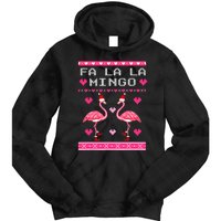 Fa la la Mingo Cute Pink Flamingo Santa Hat Merry Christmas Tie Dye Hoodie