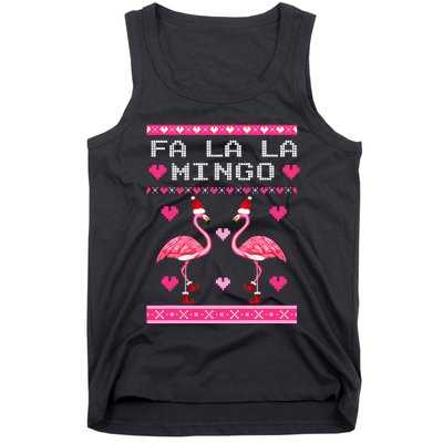 Fa la la Mingo Cute Pink Flamingo Santa Hat Merry Christmas Tank Top