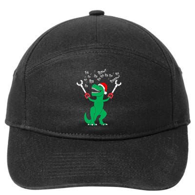 Fa La La Christmas Dinosaur Funny Fa Ra Ra Rawr Gift 7-Panel Snapback Hat