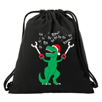 Fa La La Christmas Dinosaur Funny Fa Ra Ra Rawr Gift Drawstring Bag