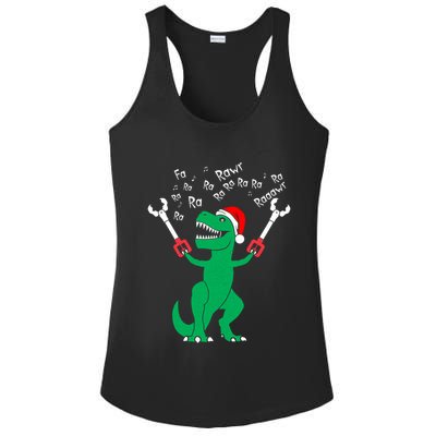 Fa La La Christmas Dinosaur Funny Fa Ra Ra Rawr Gift Ladies PosiCharge Competitor Racerback Tank