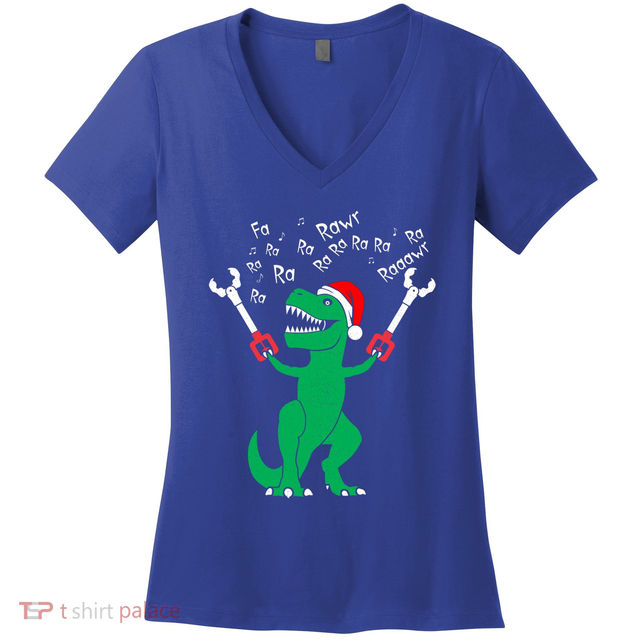 Fa La La Christmas Dinosaur Funny Fa Ra Ra Rawr Gift Women's V-Neck T-Shirt