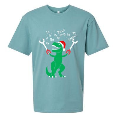 Fa La La Christmas Dinosaur Funny Fa Ra Ra Rawr Gift Sueded Cloud Jersey T-Shirt